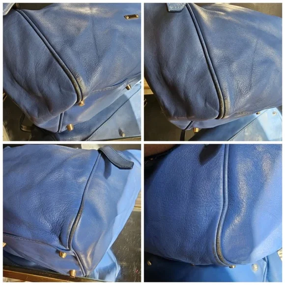 Authentic Burberry Leather Canterbury Tote Royal Blue - Picture 7 of 11